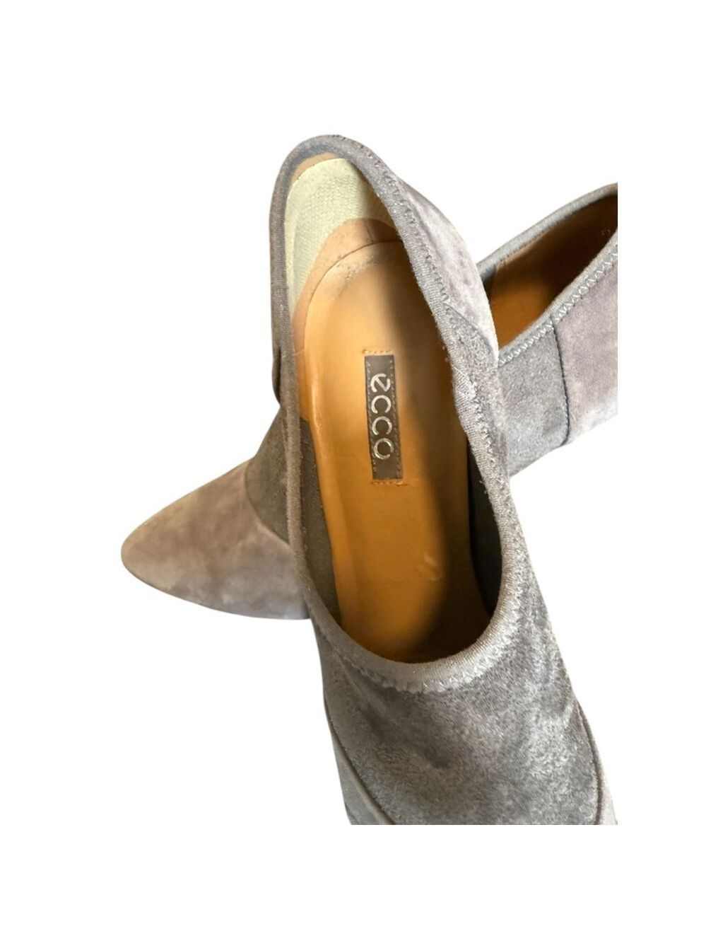 Ecco Gray Suede Slim Heel Ankle Boots Size 40/9-9 1/2 Size 10 Shoes Booties - Picture 7 of 9